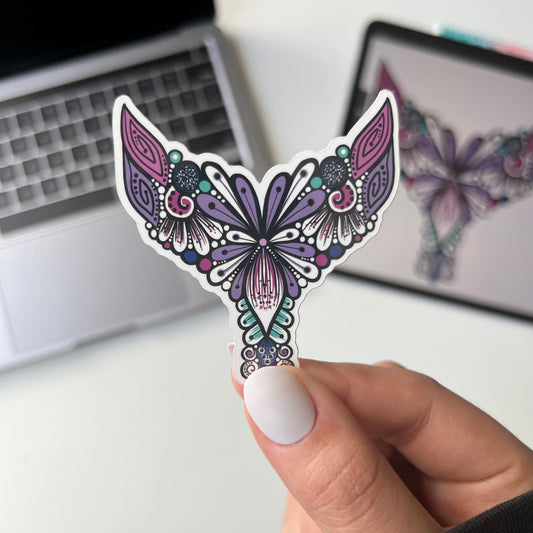 Tail zentangle waterproof sticker