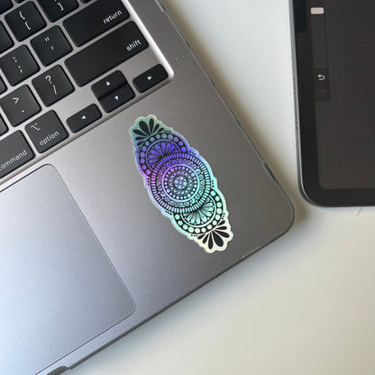 Horizontal holographic mandala sticker