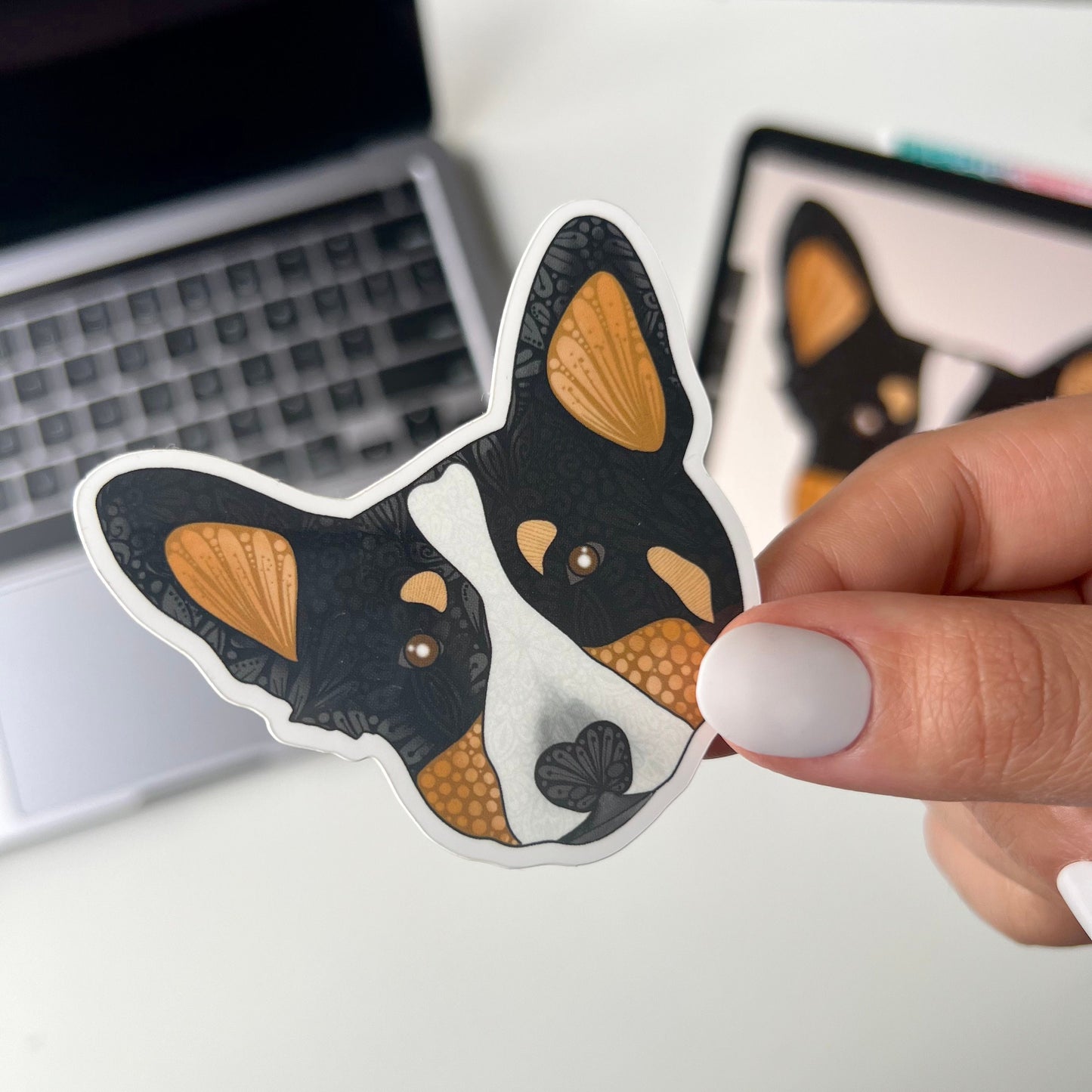 toy manchester terrier Zentangle sticker